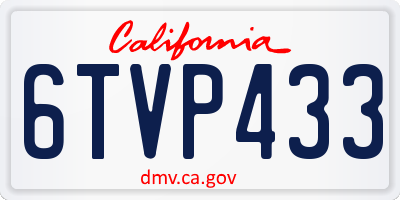 CA license plate 6TVP433