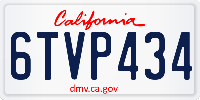 CA license plate 6TVP434