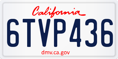 CA license plate 6TVP436