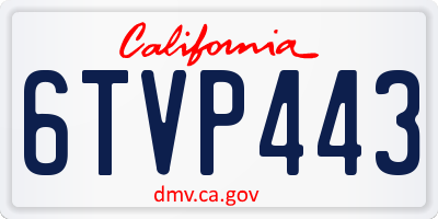 CA license plate 6TVP443
