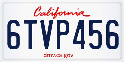 CA license plate 6TVP456