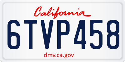 CA license plate 6TVP458