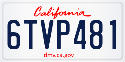 CA license plate 6TVP481