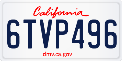 CA license plate 6TVP496