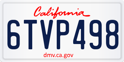 CA license plate 6TVP498