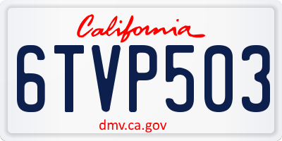 CA license plate 6TVP503