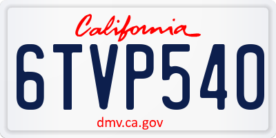 CA license plate 6TVP540