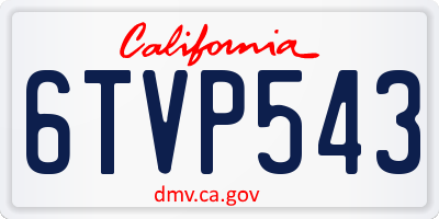 CA license plate 6TVP543