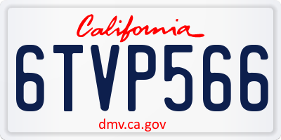 CA license plate 6TVP566