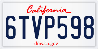 CA license plate 6TVP598