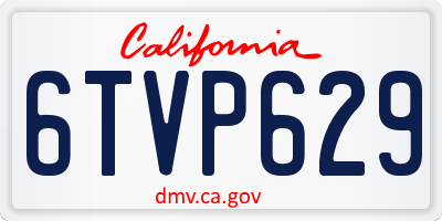 CA license plate 6TVP629