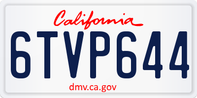 CA license plate 6TVP644