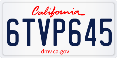 CA license plate 6TVP645