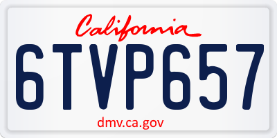 CA license plate 6TVP657