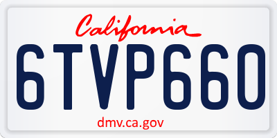 CA license plate 6TVP660