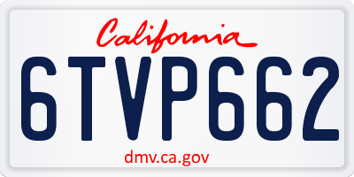 CA license plate 6TVP662