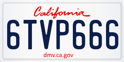 CA license plate 6TVP666