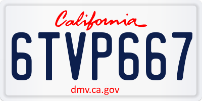 CA license plate 6TVP667