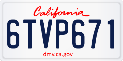 CA license plate 6TVP671