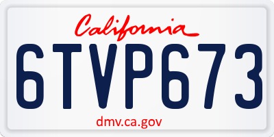 CA license plate 6TVP673