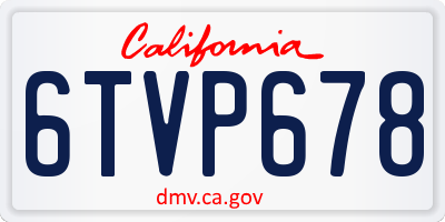 CA license plate 6TVP678