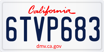 CA license plate 6TVP683
