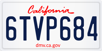 CA license plate 6TVP684