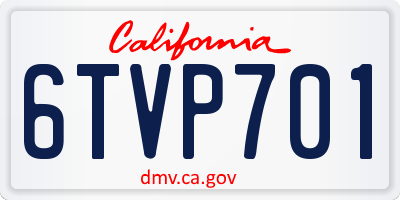 CA license plate 6TVP701