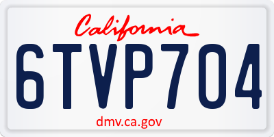 CA license plate 6TVP704