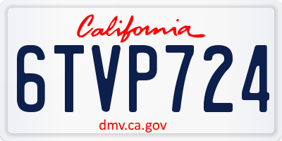CA license plate 6TVP724
