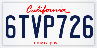 CA license plate 6TVP726