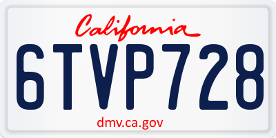 CA license plate 6TVP728