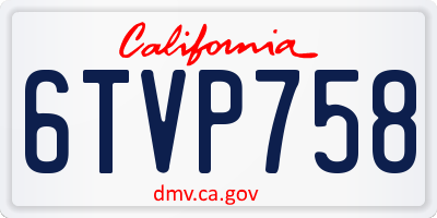 CA license plate 6TVP758