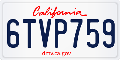 CA license plate 6TVP759