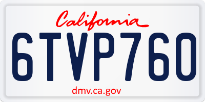 CA license plate 6TVP760