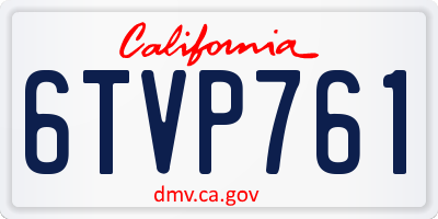 CA license plate 6TVP761