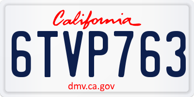 CA license plate 6TVP763