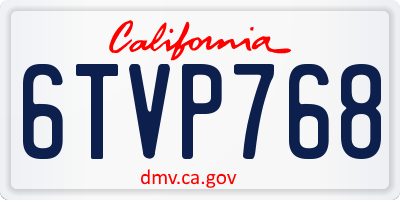 CA license plate 6TVP768