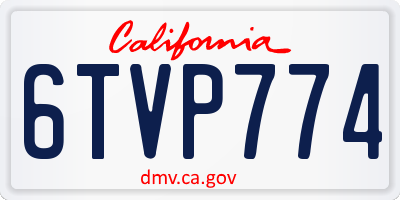 CA license plate 6TVP774