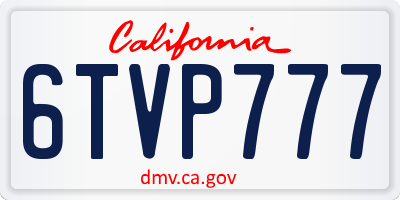 CA license plate 6TVP777