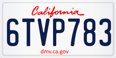 CA license plate 6TVP783