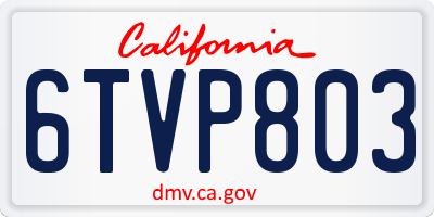 CA license plate 6TVP803