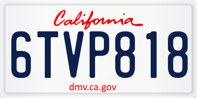 CA license plate 6TVP818