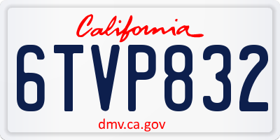 CA license plate 6TVP832