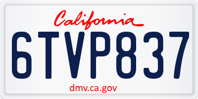CA license plate 6TVP837
