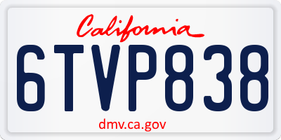 CA license plate 6TVP838