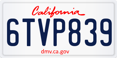 CA license plate 6TVP839