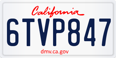 CA license plate 6TVP847