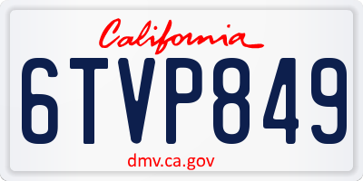 CA license plate 6TVP849