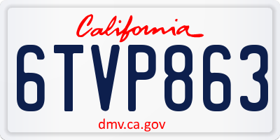 CA license plate 6TVP863